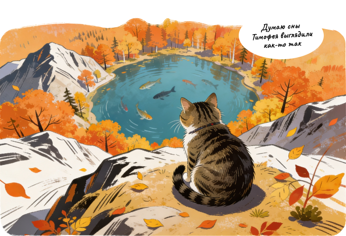 кот у горного озера